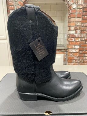NIB frye billy pull on shearling black womens 10